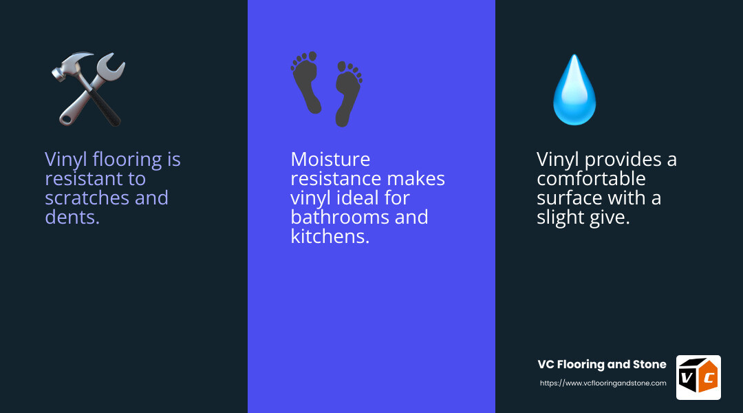 Durability and Moisture Resistance of Sheet Vinyl Flooring - sheet vinyl flooring in honolulu infographic 3_facts_emoji_blue